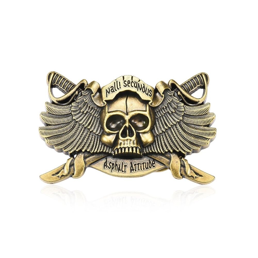 2745 MASOP Western Belt Buckle , Skull Belt Buckle, Cowboy Cowgirl Jeans